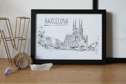 Barcelona Skyline Art Print